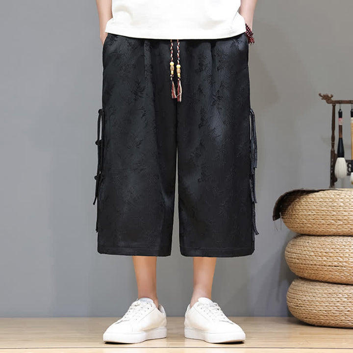 Buddha Stones 夏物タンスタイル サイドボタン留め メンズストレートレッグパンツ ポケット付き - image 6