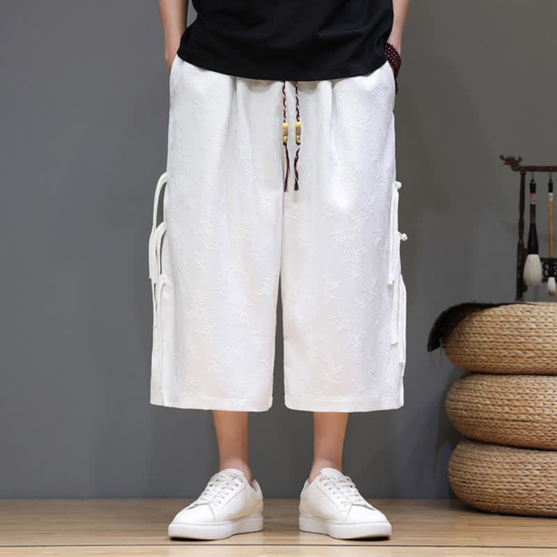 Buddha Stones 夏物タンスタイル サイドボタン留め メンズストレートレッグパンツ ポケット付き - image 12