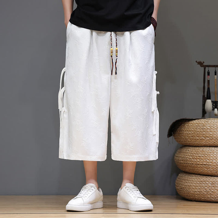 Buddha Stones 夏物タンスタイル サイドボタン留め メンズストレートレッグパンツ ポケット付き - image 12