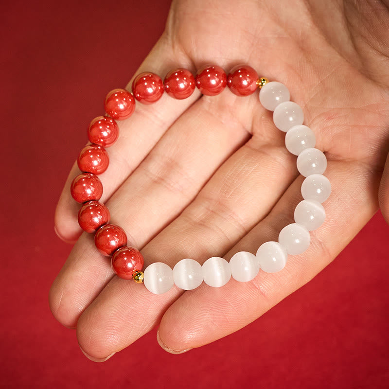 Buddha Stones 辰砂ホワイトキャッツアイカームブレスレット - 8mm紅辰砂（手首周り：15～16cm） - image 19