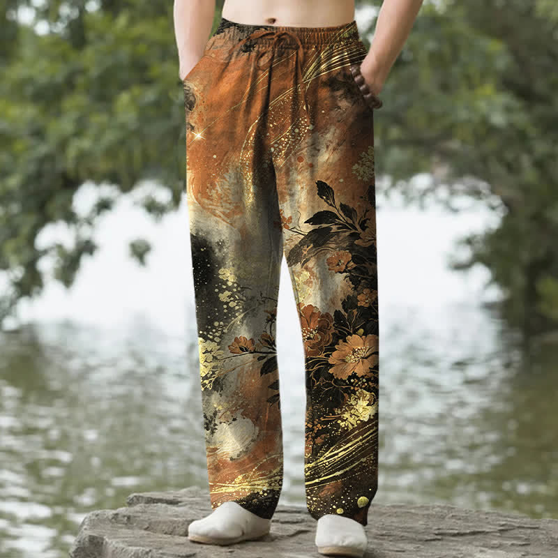 Buddha Stones 綿素材、花柄スターライト柄、メンズテーパードパンツ（ポケット付き） - ペルー - US/UK/AU50、EU60（5XL） - image 8