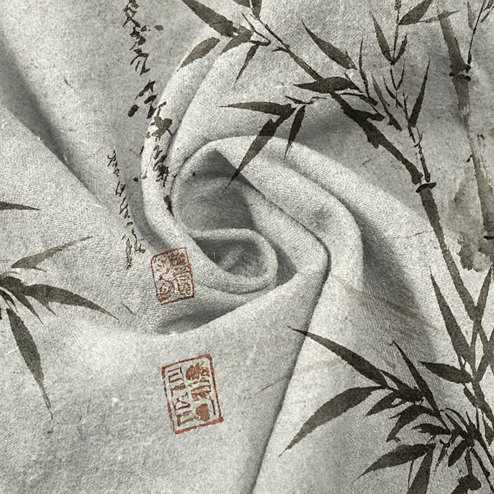 Buddha Stones コットンインク竹葉柄メンズテーパードパンツ（ポケット付き） - image 3