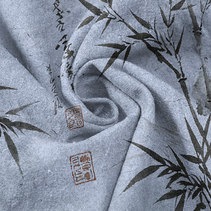 Buddha Stones コットンインク竹葉柄メンズテーパードパンツ（ポケット付き） - image 11