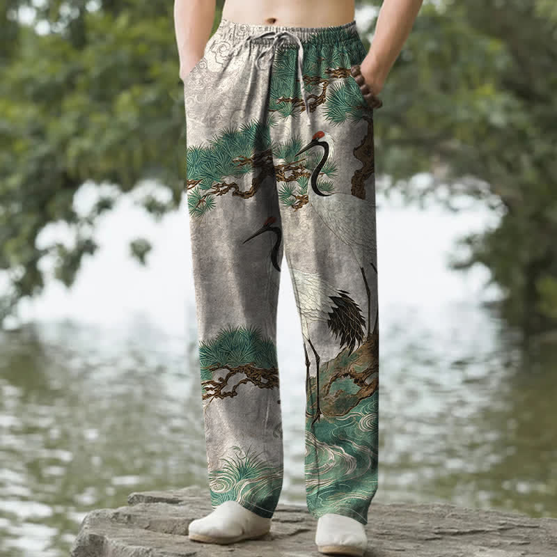 Buddha Stones コットン クレーン パイン柄 メンズ テーパードパンツ（ポケット付き） - ゲインズボロ - US/UK/AU50、EU60（5XL） - image 4