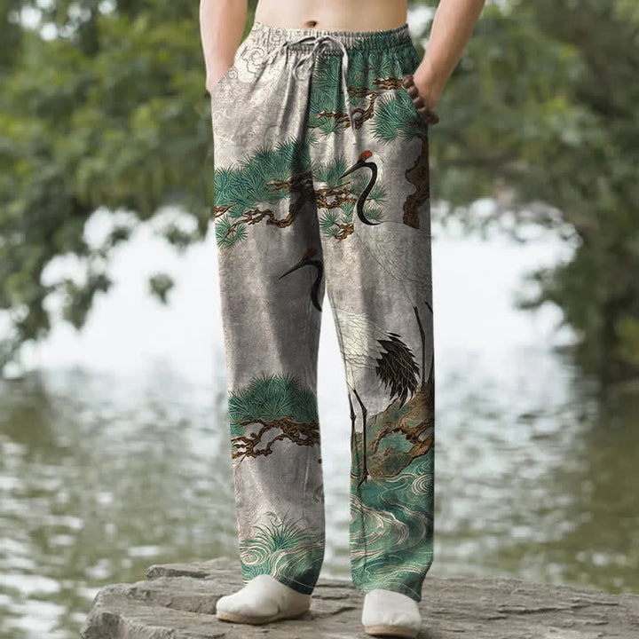 Buddha Stones コットン クレーン パイン柄 メンズ テーパードパンツ（ポケット付き） - ゲインズボロ - US/UK/AU50、EU60（5XL） - image 4