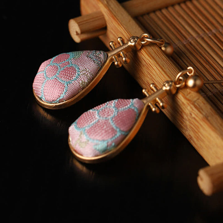 Buddha Stones ソンブロケード花柄琵琶型ハーモニー手作りティアドロップイヤリング - image 7