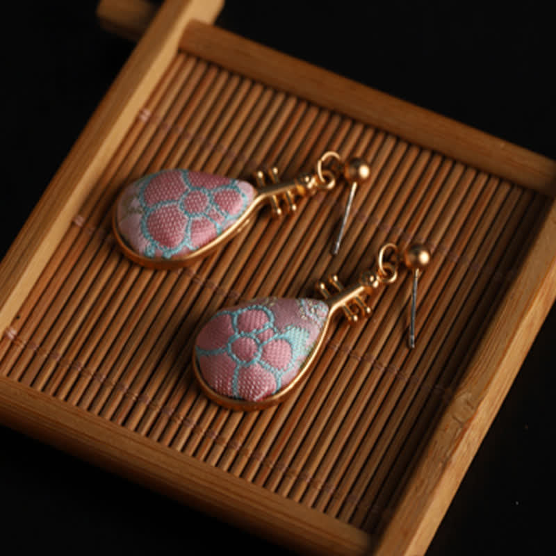 Buddha Stones ソンブロケード花柄琵琶型ハーモニー手作りティアドロップイヤリング - image 8