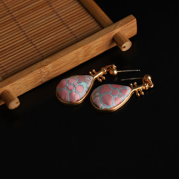 Buddha Stones ソンブロケード花柄琵琶型ハーモニー手作りティアドロップイヤリング - image 9