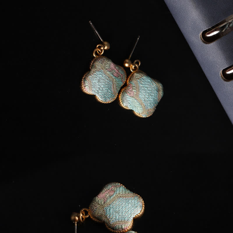 Buddha Stones 宋錦織の手織りシルクアート花柄ハーモニードロップイヤリング - image 4