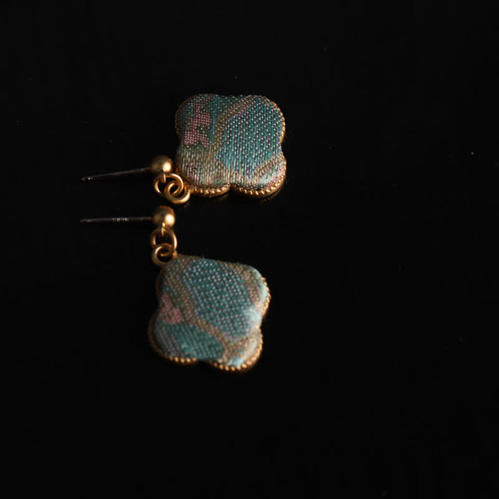 Buddha Stones 宋錦織の手織りシルクアート花柄ハーモニードロップイヤリング - image 5