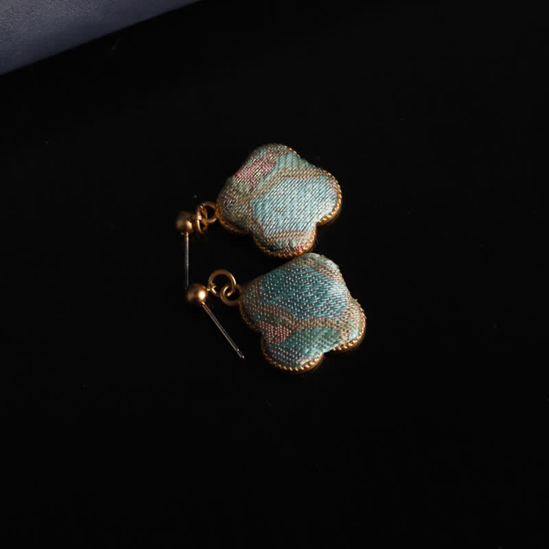 Buddha Stones 宋錦織の手織りシルクアート花柄ハーモニードロップイヤリング - image 3