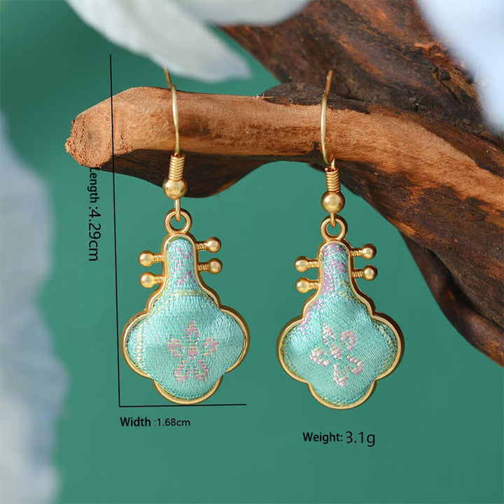 Buddha Stones ソンブロケード カラフルトーン 花柄豊かさドロップイヤリング - ピパ - 宋錦（豊かさ♥調和） - image 4