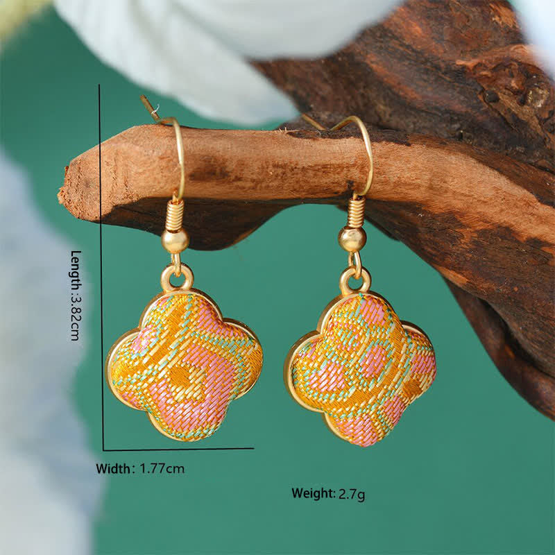 Buddha Stones ソンブロケード カラフルトーン 花柄豊かさドロップイヤリング - 花 - 宋錦（豊かさ♥調和） - image 2