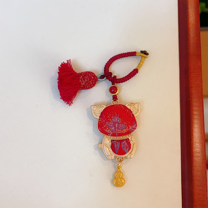 Buddha Stones 宋錦織の手作り中国十二支タッセル幸運キーホルダー - 豚 - 赤 - image 37