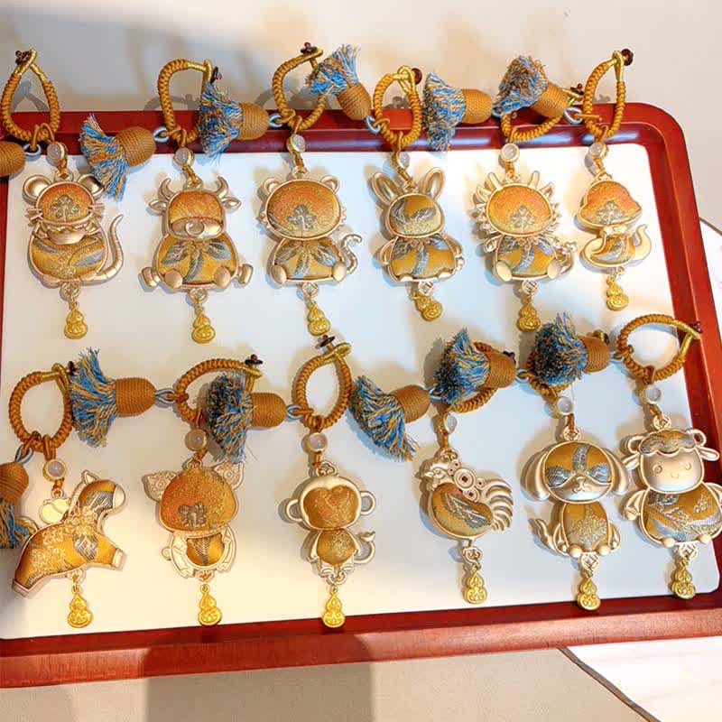 Buddha Stones 宋錦織の手作り中国十二支タッセル幸運キーホルダー - image 44