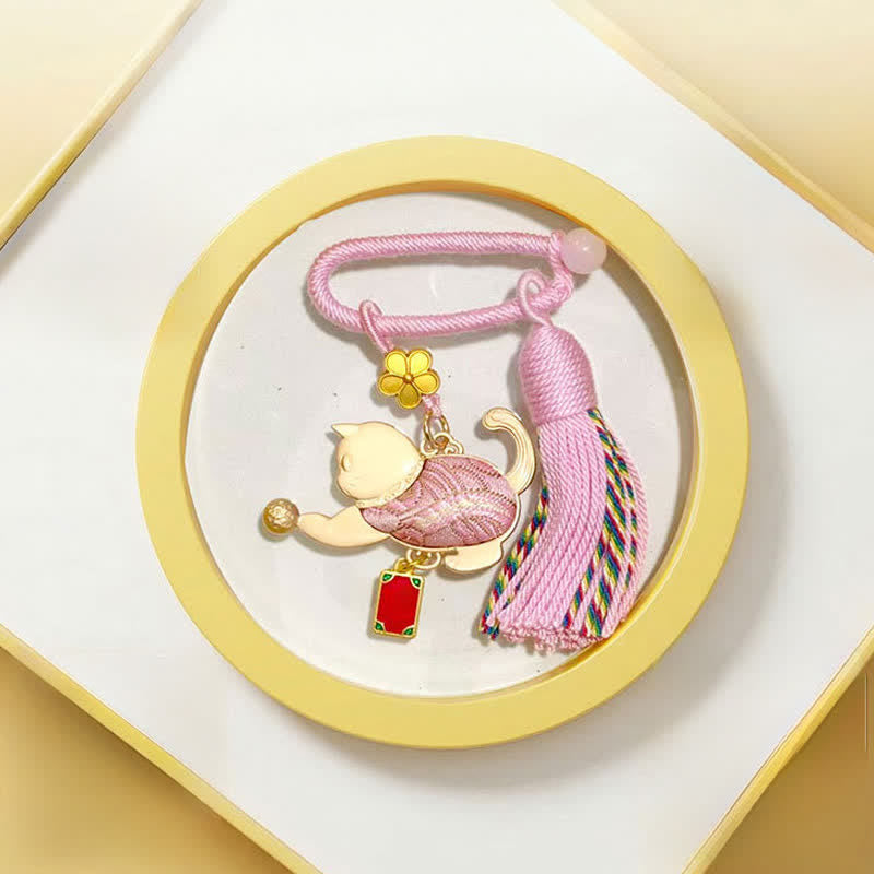 Buddha Stones ソンブロケード 招き猫 タッセル ギフトボックス キーホルダー - ピンク - 宋錦（豊かさ♥調和） - image 7