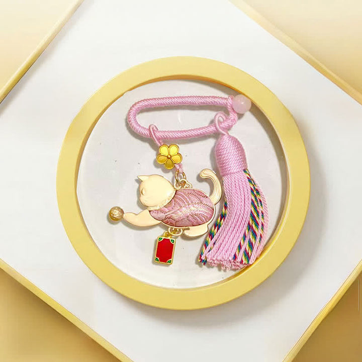Buddha Stones ソンブロケード 招き猫 タッセル ギフトボックス キーホルダー - ピンク - 宋錦（豊かさ♥調和） - image 7