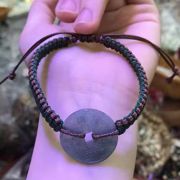 Buddha Stones 翡翠の平和のお守りチャーム付き手織りトランキリティ調節可能ブレスレット - image 10