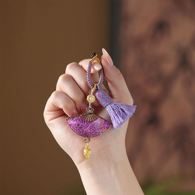 Buddha Stones 宋錦扇子良縁祈願キーホルダー - image 2