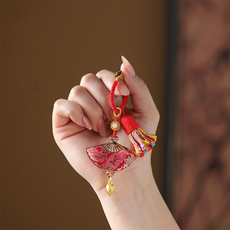Buddha Stones 宋錦扇子良縁祈願キーホルダー - image 3