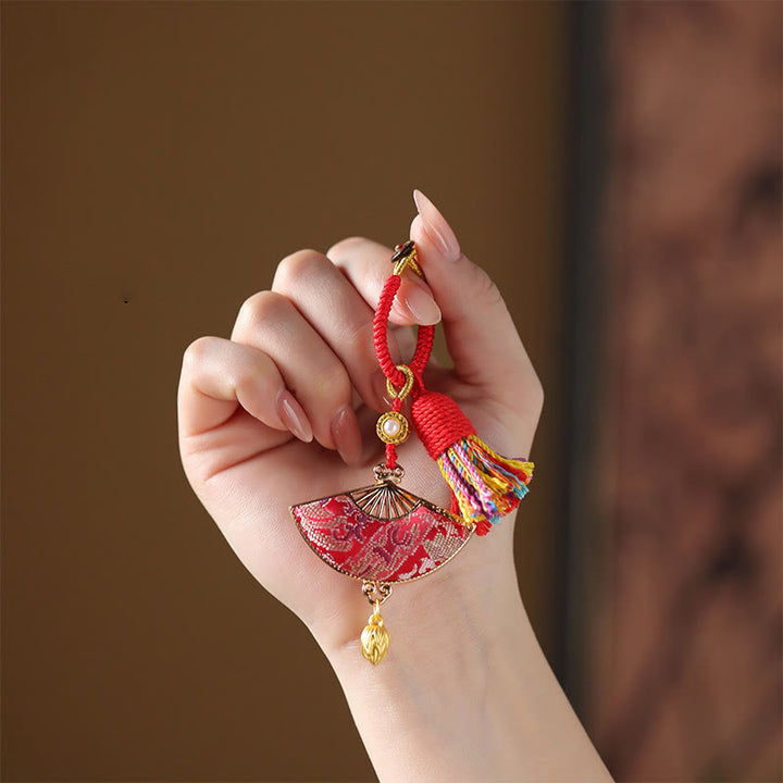 Buddha Stones 宋錦扇子良縁祈願キーホルダー - image 3