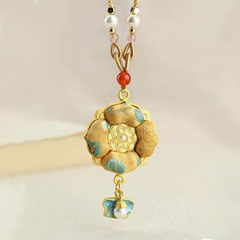 Buddha Stones 宋錦の四つ葉のクローバー幸運ネックレス - image 2