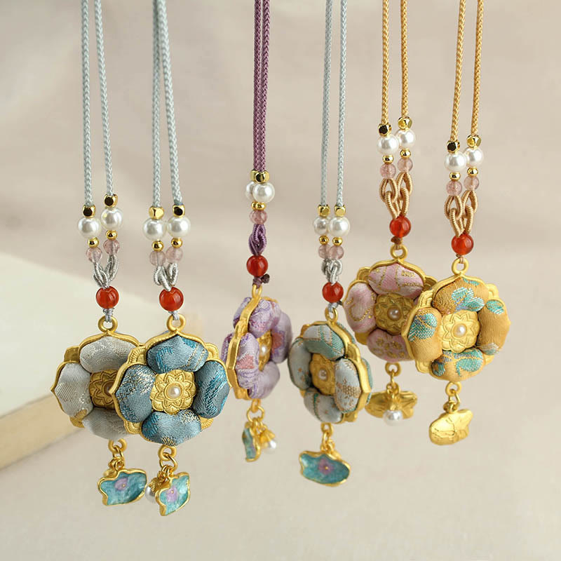 Buddha Stones 宋錦の四つ葉のクローバー幸運ネックレス - image 20