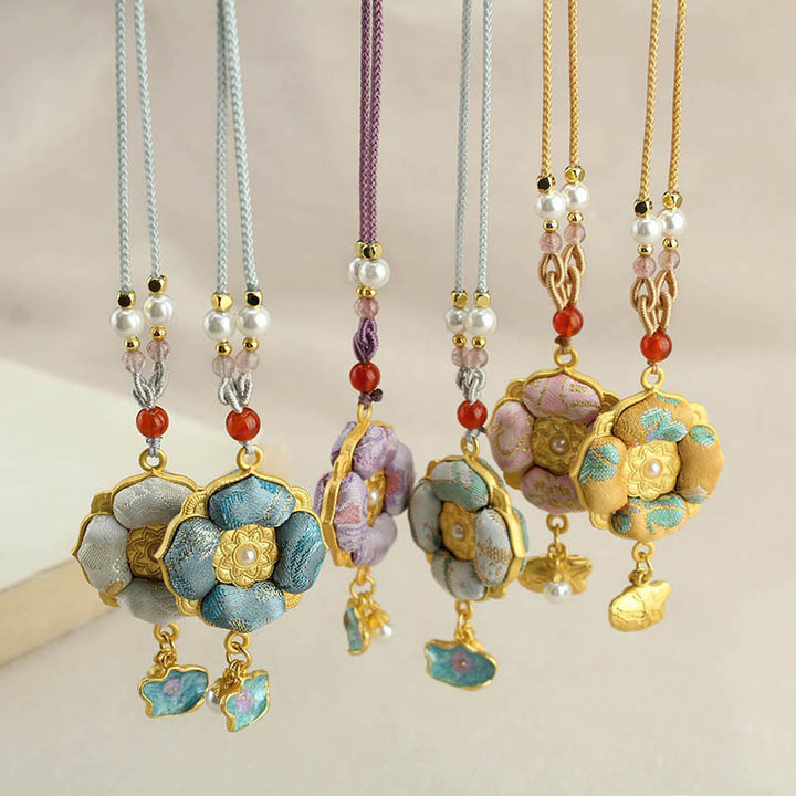 Buddha Stones 宋錦の四つ葉のクローバー幸運ネックレス - image 20