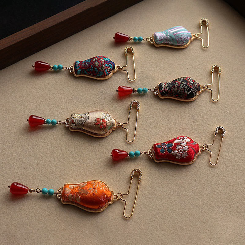Buddha Stones 宋錦織花瓶デザイン エレガントなブローチ - image 11