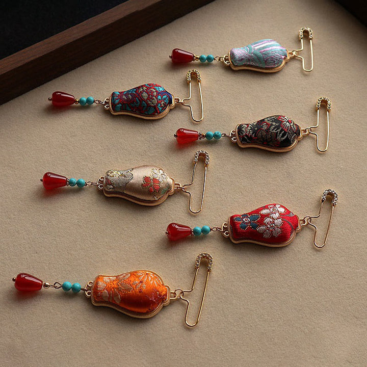 Buddha Stones 宋錦織花瓶デザイン エレガントなブローチ - image 11