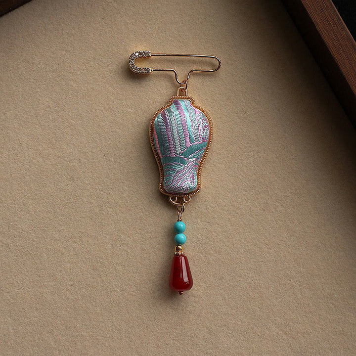 Buddha Stones 宋錦織花瓶デザイン エレガントなブローチ - image 7