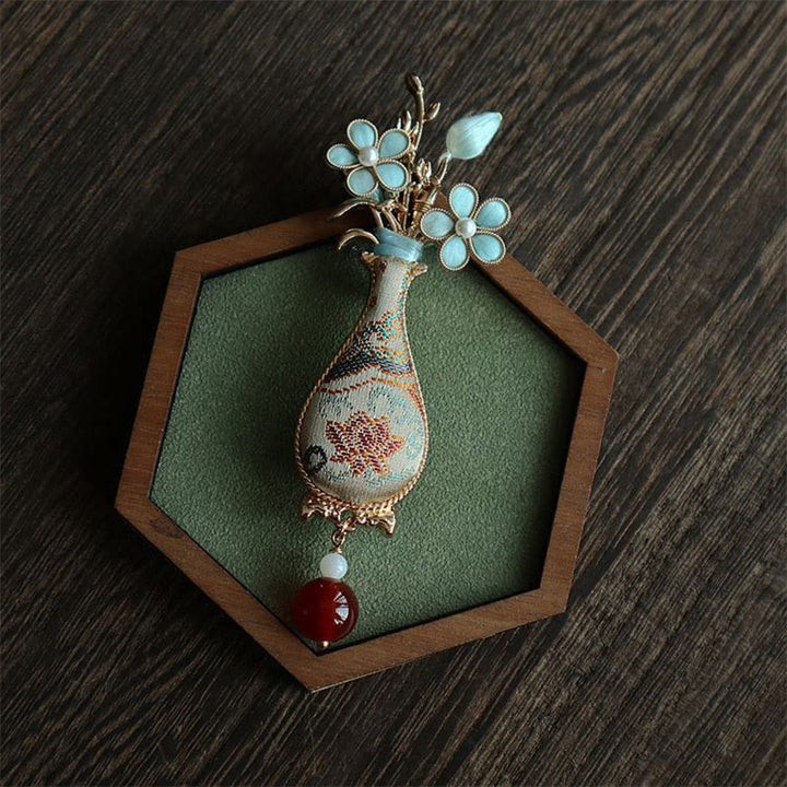 Buddha Stones 宋錦織の花瓶デザイン エレガントなブローチ - image 1
