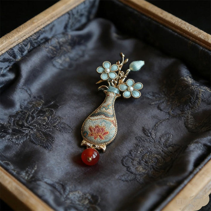 Buddha Stones 宋錦織の花瓶デザイン エレガントなブローチ - image 0