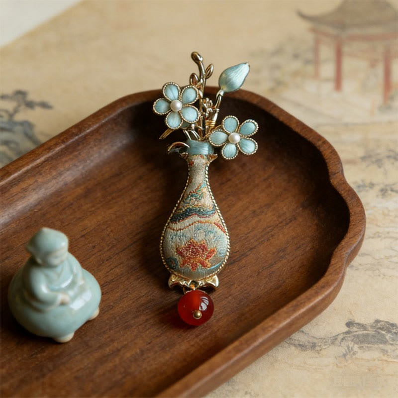Buddha Stones 宋錦織の花瓶デザイン エレガントなブローチ - image 2