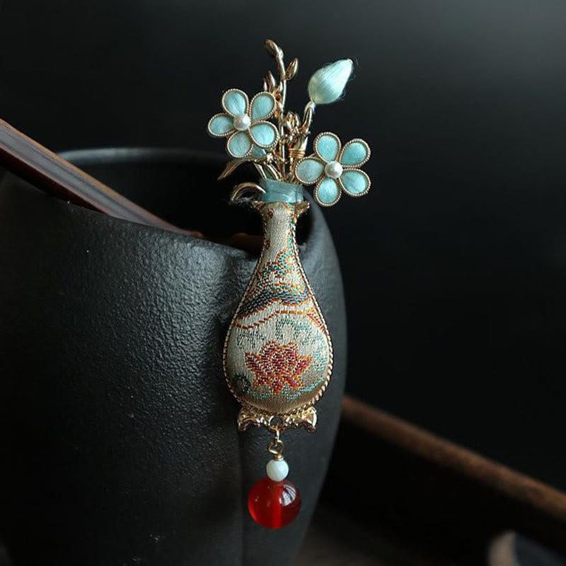 Buddha Stones 宋錦織の花瓶デザイン エレガントなブローチ - image 4