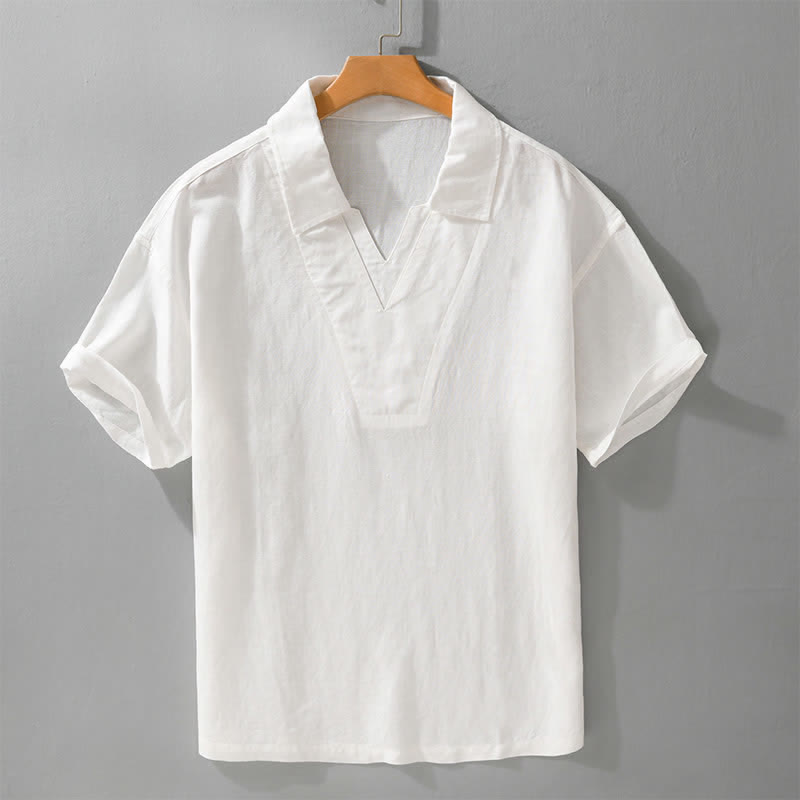 Buddha Stones 夏物カジュアルミニマリスト無地メンズシャツ - 白 - US/UK/AU46、 EU56 (5XL) - image 9