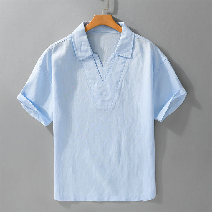 Buddha Stones 夏物カジュアルミニマリスト無地メンズシャツ - 水色 - US/UK/AU46、 EU56 (5XL) - image 3