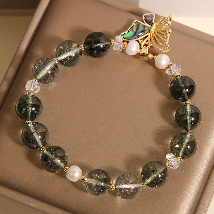 Buddha Stones グリーンファントムパールアクセントバタフライグロースビーズブレスレット - image 8