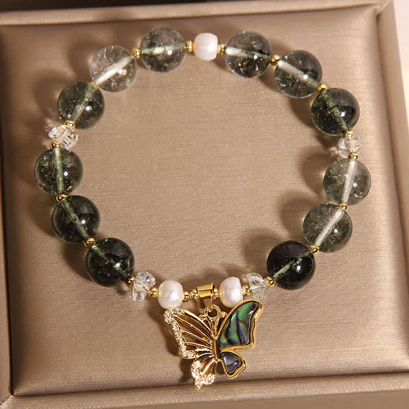 Buddha Stones グリーンファントムパールアクセントバタフライグロースビーズブレスレット - image 4