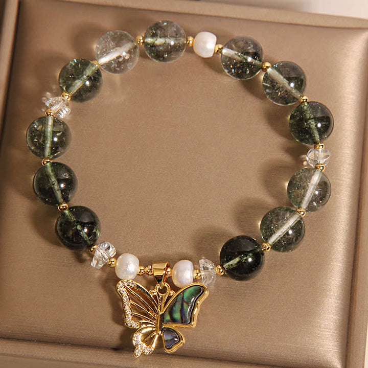 Buddha Stones グリーンファントムパールアクセントバタフライグロースビーズブレスレット - image 7