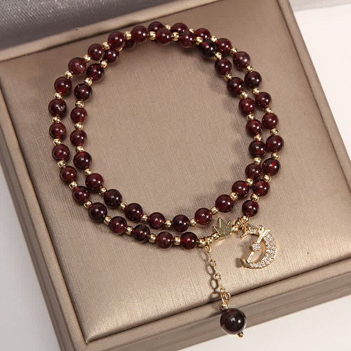 Buddha Stones 月と王冠の浄化をモチーフにしたダブルラップビーズブレスレット - image 3