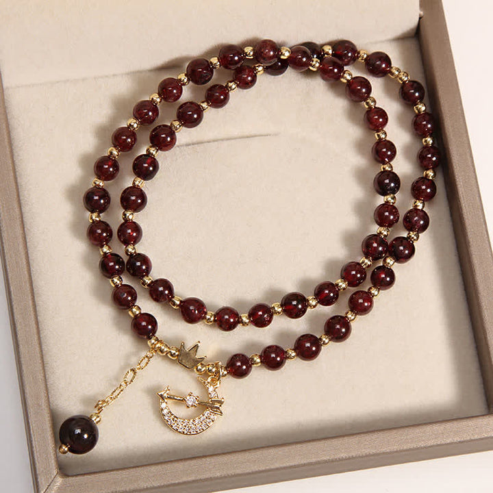 Buddha Stones 月と王冠の浄化をモチーフにしたダブルラップビーズブレスレット - image 4