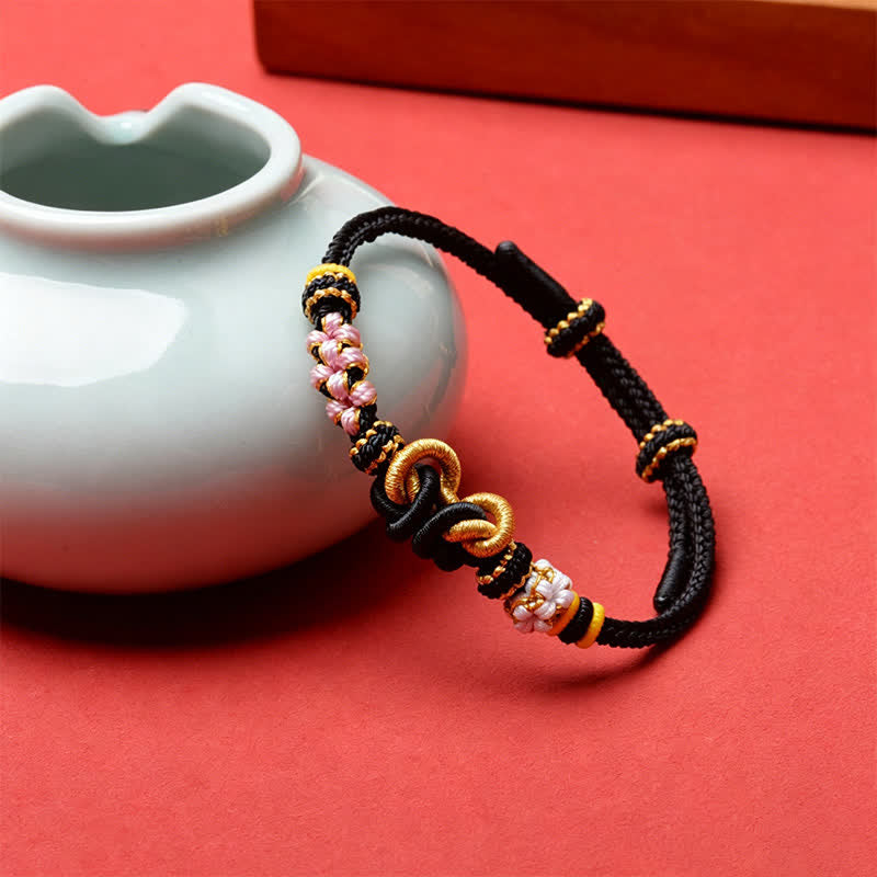 Buddha Stones 手作りの蝶の幸運モチーフの調節可能なストリングブレスレット - image 8