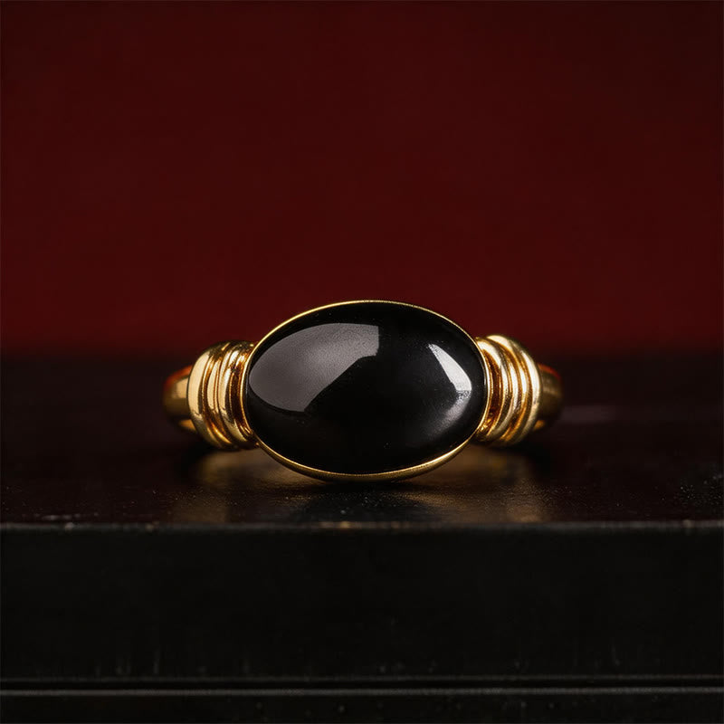 Buddha Stones オーバルパターンのヘマタイトサポート調節可能リング - image 12