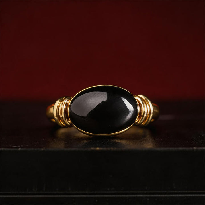 Buddha Stones オーバルパターンのヘマタイトサポート調節可能リング - image 12