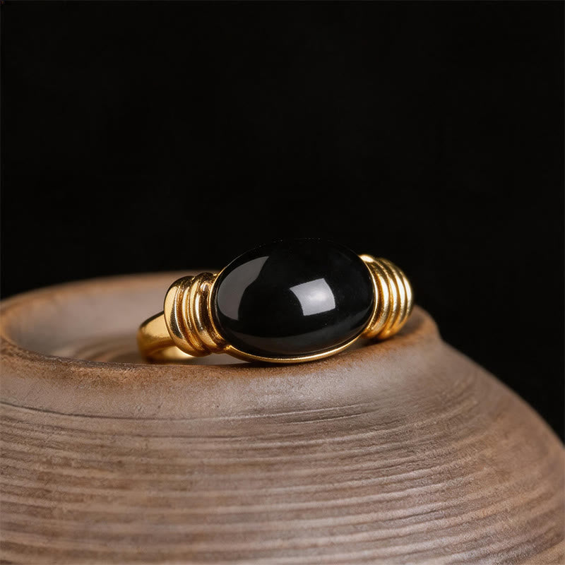 Buddha Stones オーバルパターンのヘマタイトサポート調節可能リング - ゴールデン（USサイズ7、調節可能） - image 9