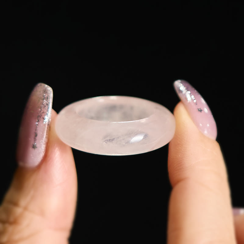 Buddha Stones 天然ローズクォーツの愛のエネルギーヒーリングリング - image 5