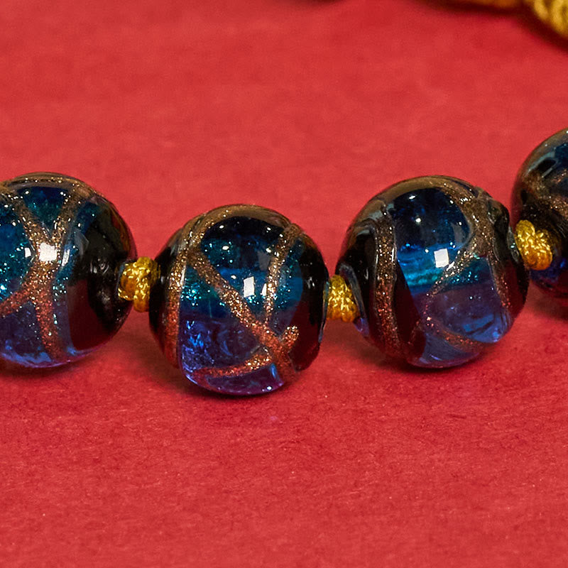 Buddha Stones チベットの琉璃ガラスビーズ五方位財神仏目良縁祈願ストリングブレスレット - image 5