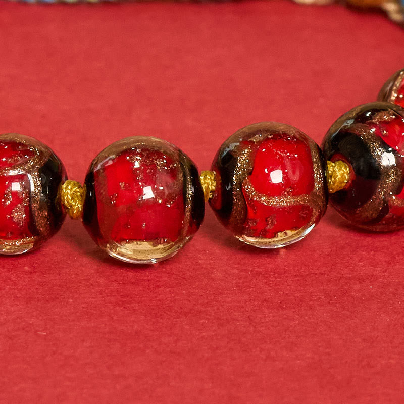 Buddha Stones チベットの琉璃ガラスビーズ五方位財神仏目良縁祈願ストリングブレスレット - image 12
