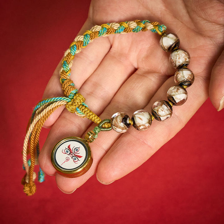 Buddha Stones チベットの琉璃ガラスビーズ五方位財神仏目良縁祈願ストリングブレスレット - image 22